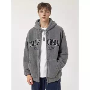 후아유 시그니처 퍼플리스 패치 후드 집업 WHMZF4V23U 463781