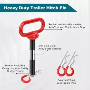 미크니리 5/8인치 트레일러 견인 히치 핀 클립 3포인트 리시버 x 4-1/2인치 체육관 잠금 4pcs 3인치 R 고무