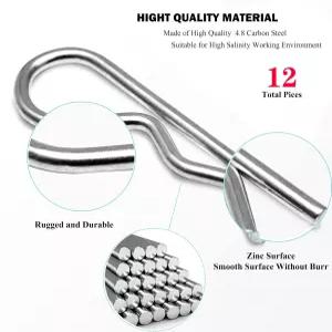 욜리코 헤비 듀티 히치 핀 - 트레일러 트랙터 잔디 깎는 카트 트럭용 12개 스프링 고정 와이어 R 클립