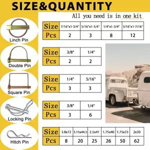 235 PCS 헤비 듀티 히치 핀 클립 모음 키트 린치 PTO R 트랙터 농장 트랙터용 헤어 트레일러 액세서리 트럭