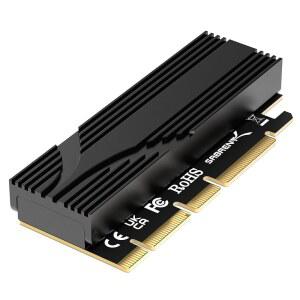 알루미늄 히트싱크, 5세대 호환 PCIe 어댑터, 이전 버전 가능한 SABRENT M.2 NVMe SSD에서 x16 툴 프리 AIC로 전환