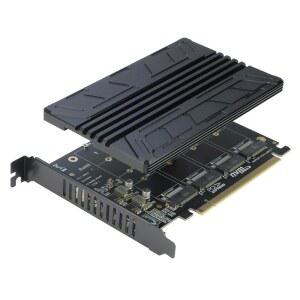 쿼드 NVMe PCIe 어댑터, RIITOP 4포트 NVMe에서 PCI-e 4.0 / 3.0 x16으로 2280 2260 2242 2230 M.2 SSD용 Heatsink 컨트롤러 카드 확장(PCI-e 분기 필요)