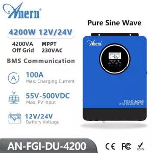 4.2KW 2.3KW 4200W 하이브리드 태양광 인버터 12V 24V 230V 순수 사인파 오프 그리드 MPPT 100A 충전