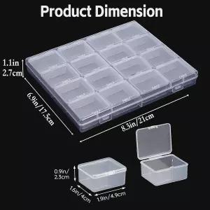 LJY 16 그리드 비드 보관함 - 보석 귀걸이 반지 다이아몬드 하드웨어 낚시 린스톤 정리함 휴대용 플라스틱
