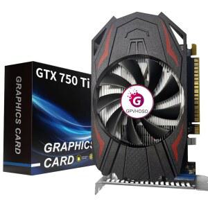GPVHOOSO GTX 750Ti 4GB GDDR5 그래픽 카드, 640SP 128비트 다이렉트 X12 컴퓨터 비디오 PCI Express 3.0x16 인터페이스, VGA, HDMI, DVI-D, 저전력 GPU로 작동하는 게임을 즐길 수 있습니다