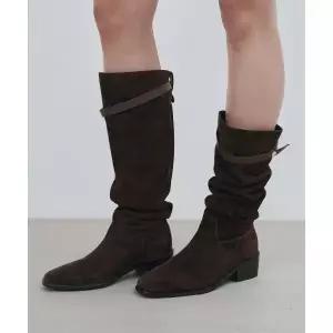 브랜드정품 몽돌 MONGDOL 버클 스트랩 카우 레더 스웨이드 셔링 롱 부츠 MDAC045_2 Colors 134335