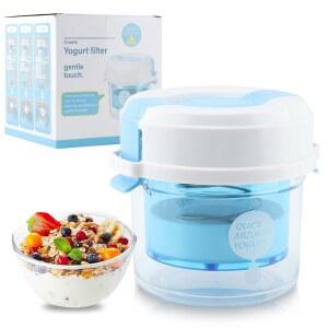 뚜껑이 있는 그릭 요거트 스트레이너 초미세 메쉬 나일론 메이커 재사용 가능한 필터(450g) 건조 분리기 홈메이드 사용(컬러 그림과 같이)