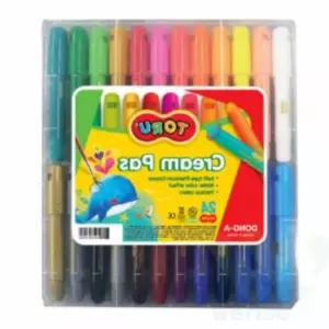 위라이즈 펜타입 크레파스 (24색) 미술공부 유아크레파스 크림크레이