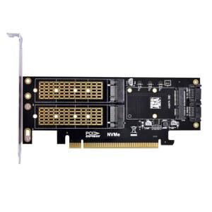 xiwai PCI Express PCI-E 3.0 및 듀얼 SATA에서 NGFF NVME MSATA M-Key B /M-Key SSD 카드 어댑터 3in1