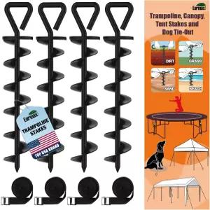 유르맥스 USA 트램펄린 캐노피 앵커 도그 타이 아웃 스테이크용 헤비 듀티 부품 스틸 스테이크 키트 -