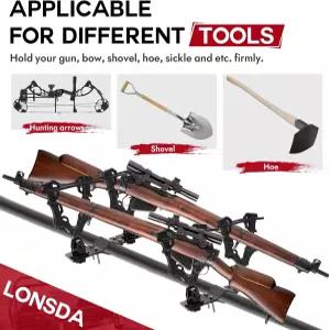 업그레이드된 더블 ATV / UTV 건랙 사냥 도구 홀더 마운트 골프 카트 자전거 홀딩 건 보우 삽 호 낫과