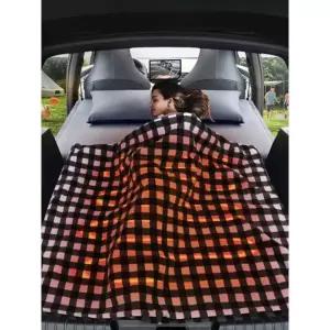 차량 12v 전기담요 극세사담요 담요 겨울난방패드 DC12V 체크 흑백 차박이불