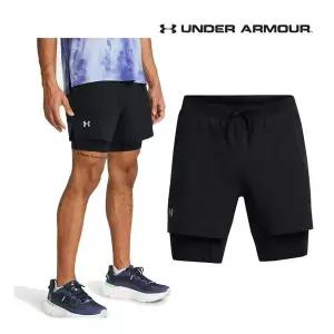 [매장정품] [언더아머(백)]남성 여름 레깅스 반바지 UA 론치 투인원 5인치 쇼츠 팬츠 1382640-001