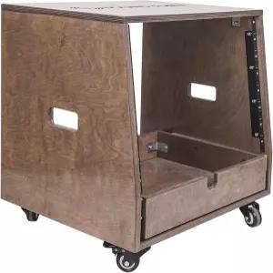 사운드 타운 8U DIY 솔리드 발틱 자작나무 합판 경사 스튜디오 랙 공간 추가 2U 서랍 고무 발 캐스터 풍화