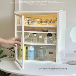 화장품케이스 아크릴수납함 향수진열대 립스틱 꽂이 화장품수납함 뷰티 핸들 보관 화장솜