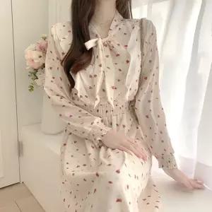 원피스 쉬폰 리본 밴딩 프릴 꽃무늬 러플 치마 A라인