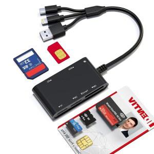 컴퓨터 / 노트북용 SIM 카드 어댑터 - iPhone /USB C /A, 7in3 리더 및 CAC 메모리 리더용 SD /TF /M2 /MMC /메모리 스틱 프로 듀오 어댑터, 라이트닝 포트는 /스마트 /CAC 카드에 사용되지 않습니다