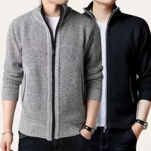스웨터 남성한 니트집업 루즈핏 스타일 겨울 도톰한 기모 카디건 지퍼