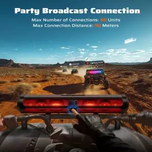 Eaho Rumble-X 시리즈 UTV 사운드 바 8-스피커 메탈 ATV BT(브로드캐스트 파티 모드 및 음악 동기화