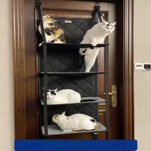 문걸이캣타워 고양이콘도 원룸용 수직공간 숨숨집 전망대 놀이터 브라운 슬림 다층 공간활용