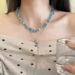 [디작소]여성 여름 블루 스톤 불가사리 조개 롱 목걸이 (37000310)