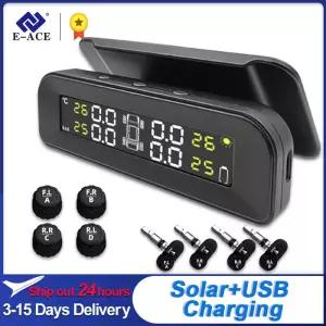 E-ACE K07 TPMS 태양 센서 지능 무선 타이어 압력 모니터링 시스템 4 개의 센서로 온도 경고
