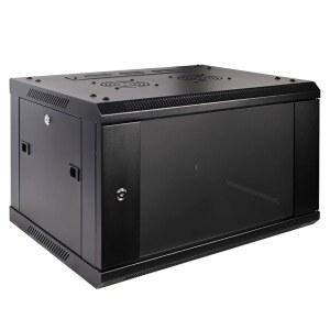 랙패스 6U 프로페셔널 월 마운트 서버 캐비닛 네트워크 랙 인클로저, 2배의 조용한 냉각 팬, 1배의 브러시 케이블 관리 패널, 블랙