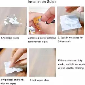 프로크란 제거제 물티슈 정리 - 30개 접착 잔여물을 안전하게 제거하고 라벨 자동차 스티커 크레용 트리