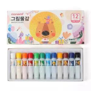모나미 12색 그림물감(핑크) 미술준비물 수채화물감