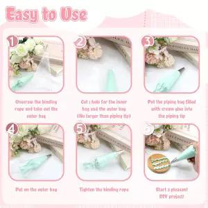 Soleeya 12PCS 공예용 데코덴 크림 파이핑 팁이 포함된 휘핑 100g DIY 휴대폰 케이스 키트 케이크 미러