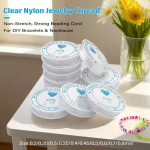 투명 나일론 낚시줄 0.2-0.8mm 납작스풀 권취 비신축 강력 비즈줄 팔찌 목걸이 제작용 DIY 핸드메이드