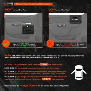 Qifusucc 22818470 프론트 우측 조수석 사이드 도어 패널 암레스트 수리 아래 릴리스 핸들 포함 (17인치)