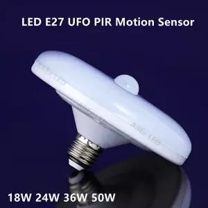 LED E27 UFO PIR 모션 센서 천장 조명 야간 벽 램프 AC220V 18W 24W 36W 50W 60Wfor 홈 계단 복도