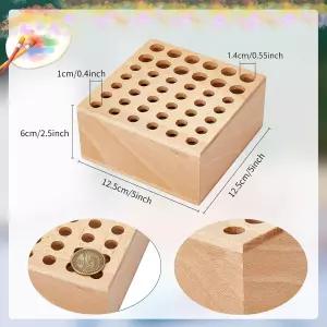 트윙클몬 비치우드 페인트 브러시 홀더 42홀 보관 정리함 메이크업 펜 및 미술 도구용 나무 블록 연필