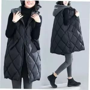 롱패딩 솜 조끼 롱빅사이즈패딩조끼 W74104 누빔 후드롱패딩
