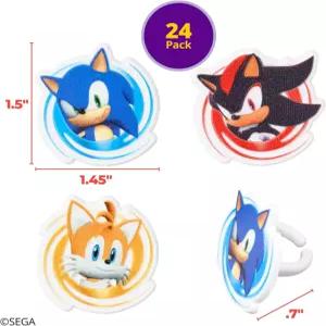 고슴도치 반지 데코팩 소닉 테일 섀도우가 특징인 컵케이크 장식 - 24팩