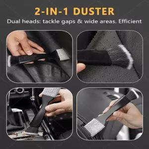 우카즈 3PCS 차량 내부 디테일링 키트 - 커브드 소프트 브리스틀 브러시 2개 듀얼 헤드 더스터 1개