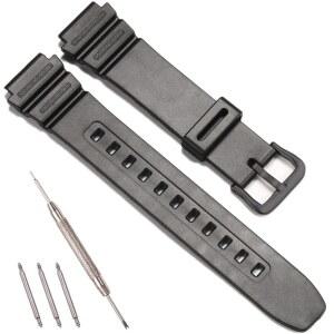 [미국배송] 카시오 F-108 AE1000W AE1200 W735H W218H W800H 남성용 스트랩 18MM 시계 액세서리와 호환되는 수지 교체 밴드