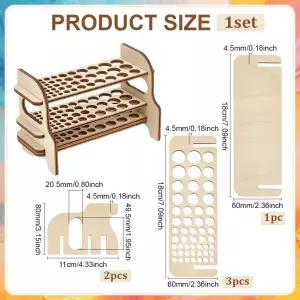 PH 팬더홀 나무 페인트 브러시 홀더 51 홀 정리함 랙 2단 데스크톱 아티스트 보관 스탠드 페인팅 펜 연필