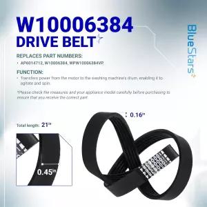 블루스타즈 W10721967 워셔 풀리 클러치 키트 및 W10006384 구동 벨트 - 월풀 켄모어 메이태그와 호환