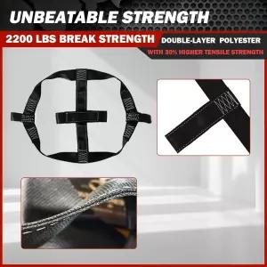 포로 모터 모터사이클 뒷바퀴 타이 다운 스트랩 2200파운드 브레이크 강도 범용 블랙 색상
