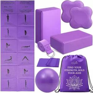 2팩 요가 블록과 스트랩이 있는 여성용 ViraAxis 접이식 매트 및 블록 세트 가방이 얇은 논 슬립 필라테스