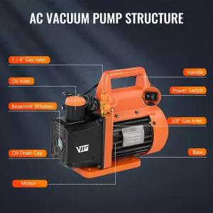 VTG VOGTEN 4.5 CFM AC 진공 펌프 및 게이지 세트 미니 스플릿 HVAC 오토 시스템 매니폴드 키트 R134a R12