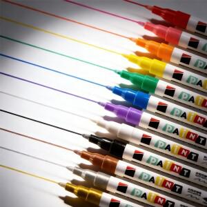 12색  페인트 마커 세트 - 모델 페인팅 DIY 공예 및 정밀 마킹 1.0mm 미세 팁 방수