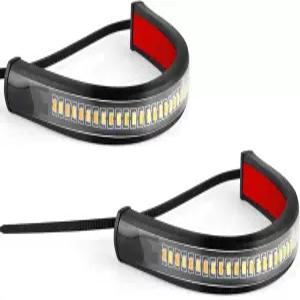 리브티 모터사이클 턴 시그널 듀얼 컬러 화이트 앰버 포크 스위치백 LED DRL이 장착된 깜빡이 모터바이크용