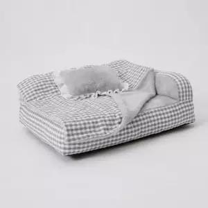 강아지 침대 쿠션 체크그레이 대형 1P 반려견 하우스 강아지하우스 강아지쿠션하우스 강아지침대하우스