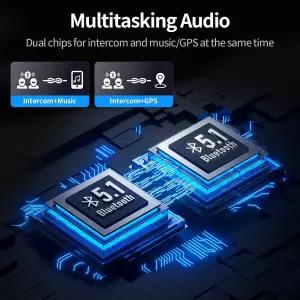 JESIMAIK 모터사이클 헬멧 블루투스 헤드셋 10방향 2KM 통신 시스템 멀티태스킹 오디오 인터콤 마이크 40mm