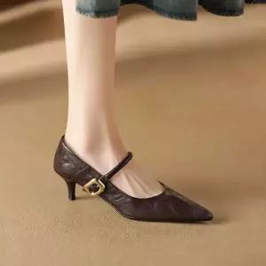 천진반 여성 가을 데일리룩 신발 힐펌프스 하이힐 프렌치 스틸레토 펌프스 단화 양가죽 KUK3