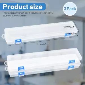 파이어붐 3팩 반투명 플라스틱 페인트 브러시 홀더 긴 수채화 펜 연필 드로잉 도구 보관 상자 용기