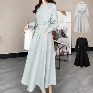 [하프클럽/셀러허브_여성트랜드패션]여자 허리밴드 후레아 저지 U넥 원피스